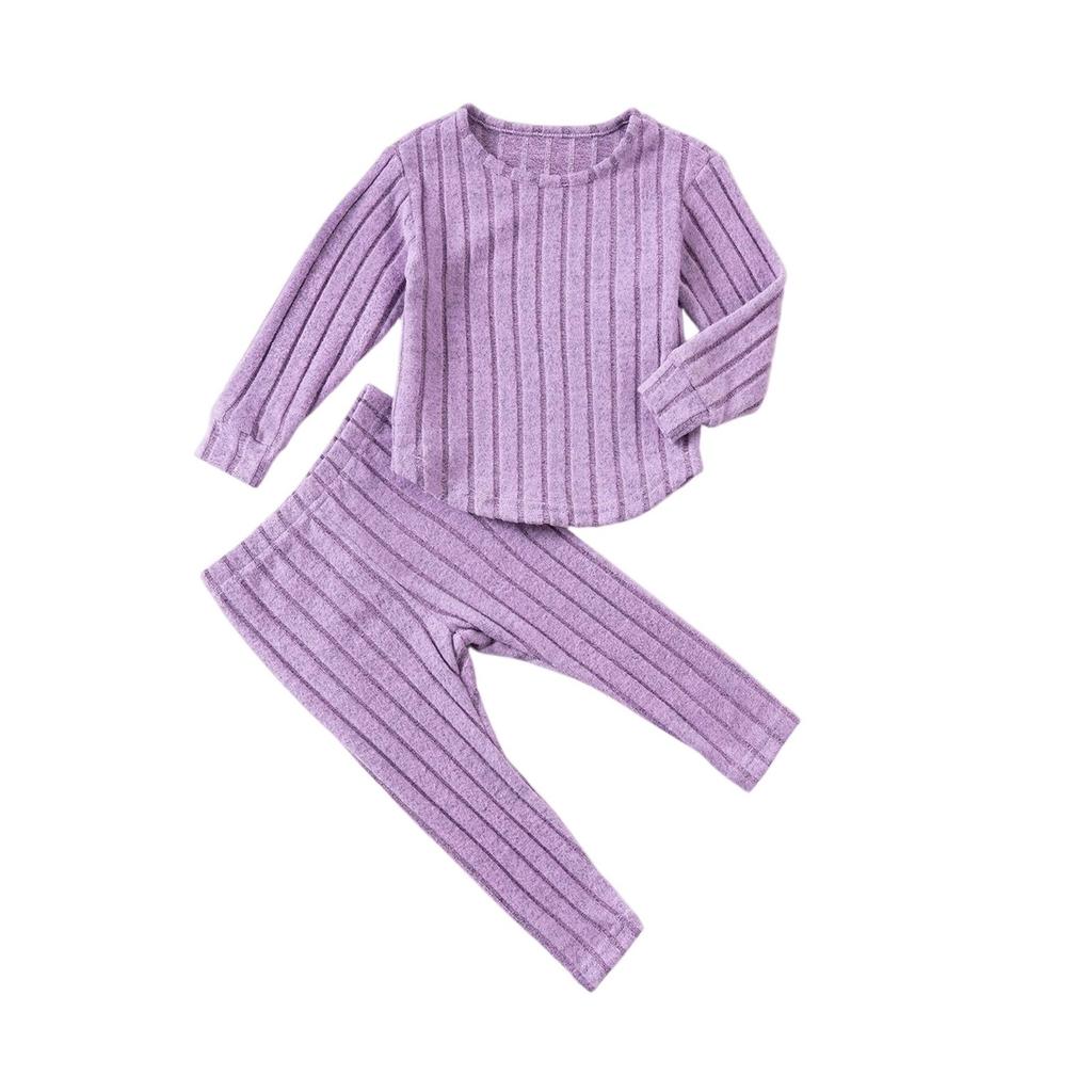 Girls' Knit 2-Piece Set - Solid Color Sweater & Pants
