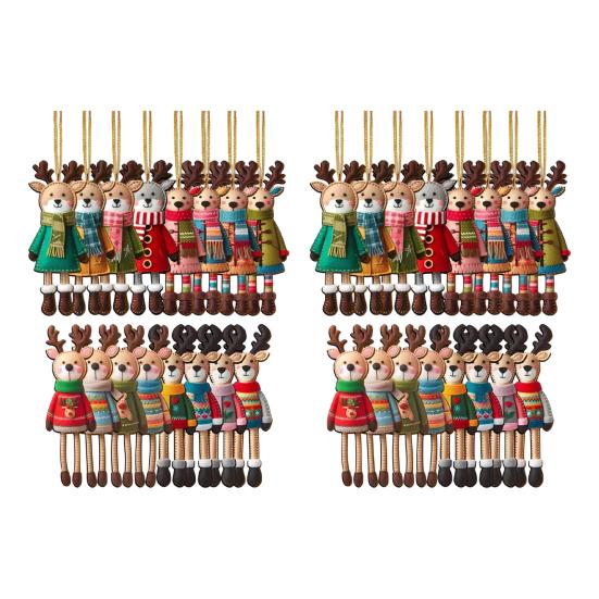 Рождественские подвесные украшения в виде оленей, 2D деревянные украшения в виде оленей, красочные украшения в виде оленей