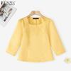 ZANZEA Women Casual Square Collar Summer 3/4 Sleeve Slim Blouse