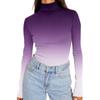 Women's Turtleneck Long Sleeve Shirts Printed Fall Fashion Basic Slim Fit Soft Thermal Tops