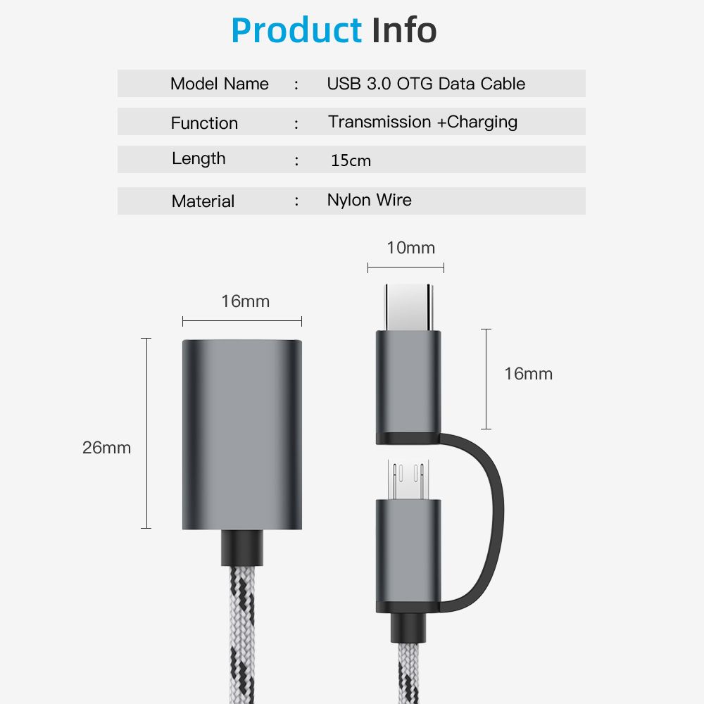 Быстрая передача данных телефон планшет OTG кабель Micro USB/Type-C на USB 3.0 2 в 1 адаптер папа-мама