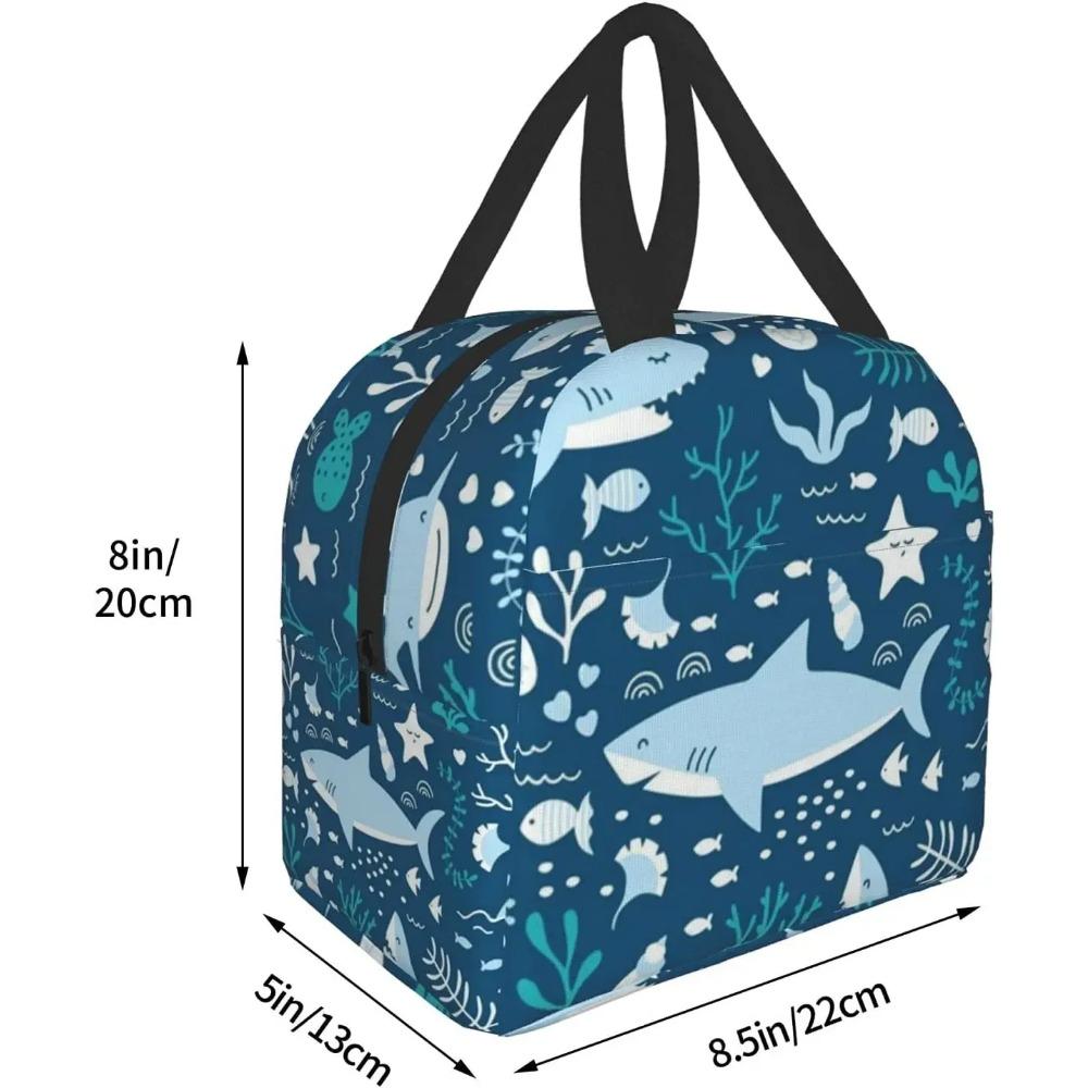 Insulated Lunch Bag for Work School Picnic Blue Cute Shark Cooler Lunch Box Containers for Adults Thermal Tote Portable Reusable