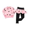 Autumn Children Suit Girls Stitching Sports Suit Trendy Sweater 2pcs Suit