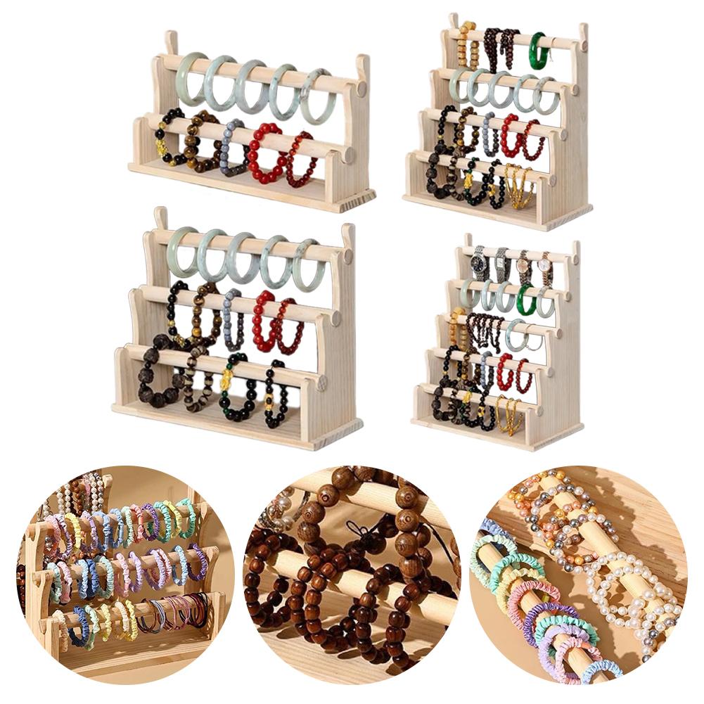Wood Bracelet Holder Bracelet Display Stand Multi Layer Bangle Scrunchie Organizer for Watch Bracelet Scrunchie