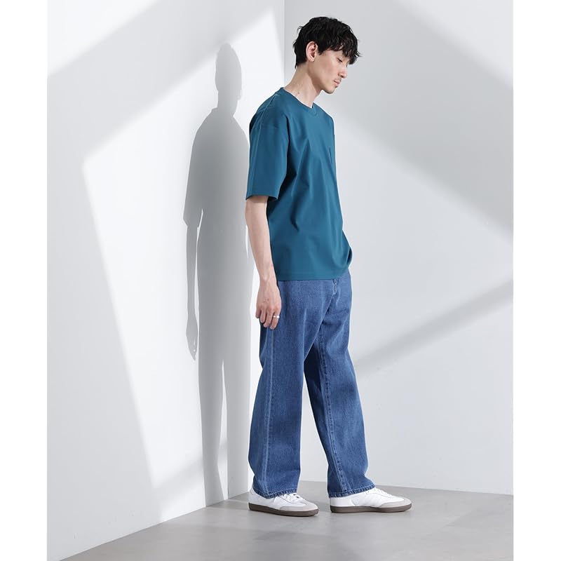 [Nano Universe] футболка BIG с защитой от запаха, мужская, S 142, сине-зеленая, 672-5124204