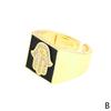European-American Popular Palm Inlaid Diamond Ring: Women's 18K Gold-Plated Wide Band with Drip Oil Finish