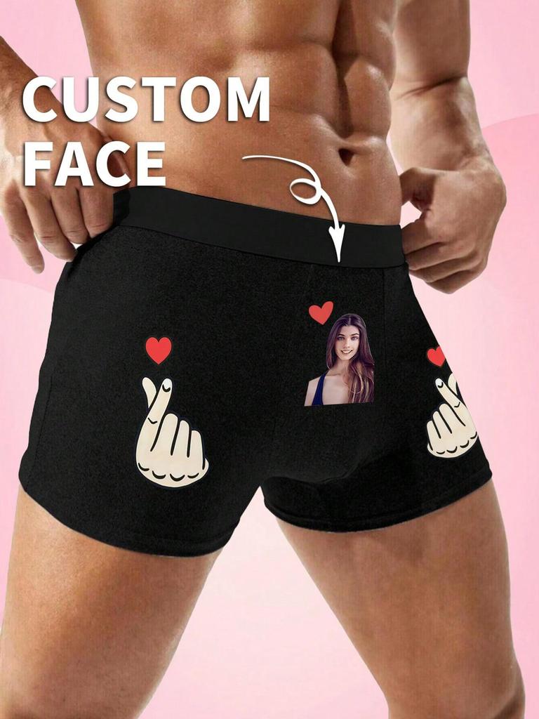 Мужские трусы-боксеры с рисунком любви, эластичное, мягкое, удобное, персонализированное нижнее белье, идеальный подарок для парня/мужа