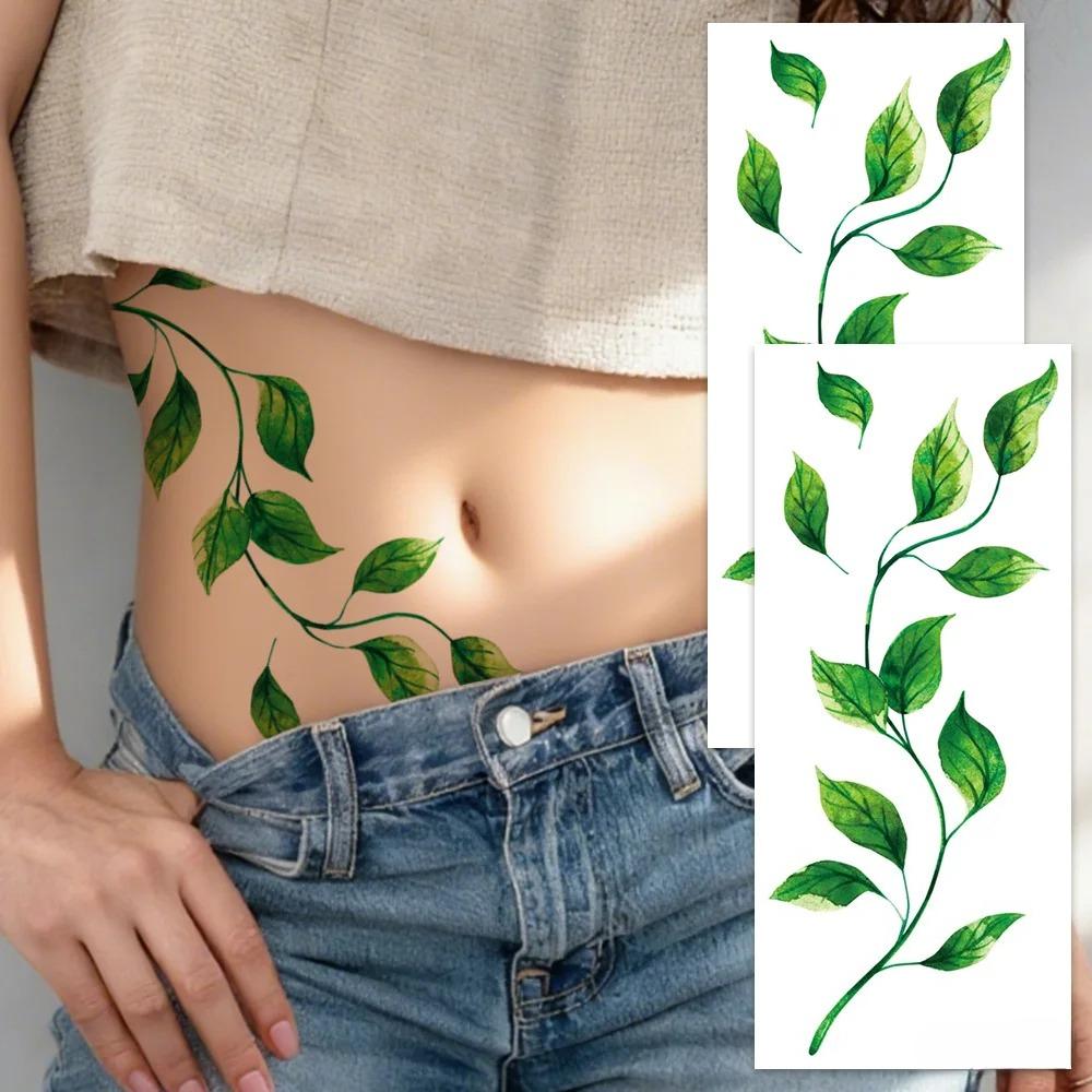 Large Realistic Vine Tattoos 2 Sheets - Waterproof Leaf Body Art Stickers For Women, Party & Events