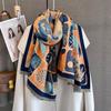 Autumn and Winter Imitation Cashmere Warm Jacquard Short Beard Fringed Scarf Feminine Geometric Plant Plaid Printing Scarf Shawl Batch