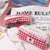 Plush Plaid Storage Bag Cute Stationery Storage Pouch  Office/School Supplies