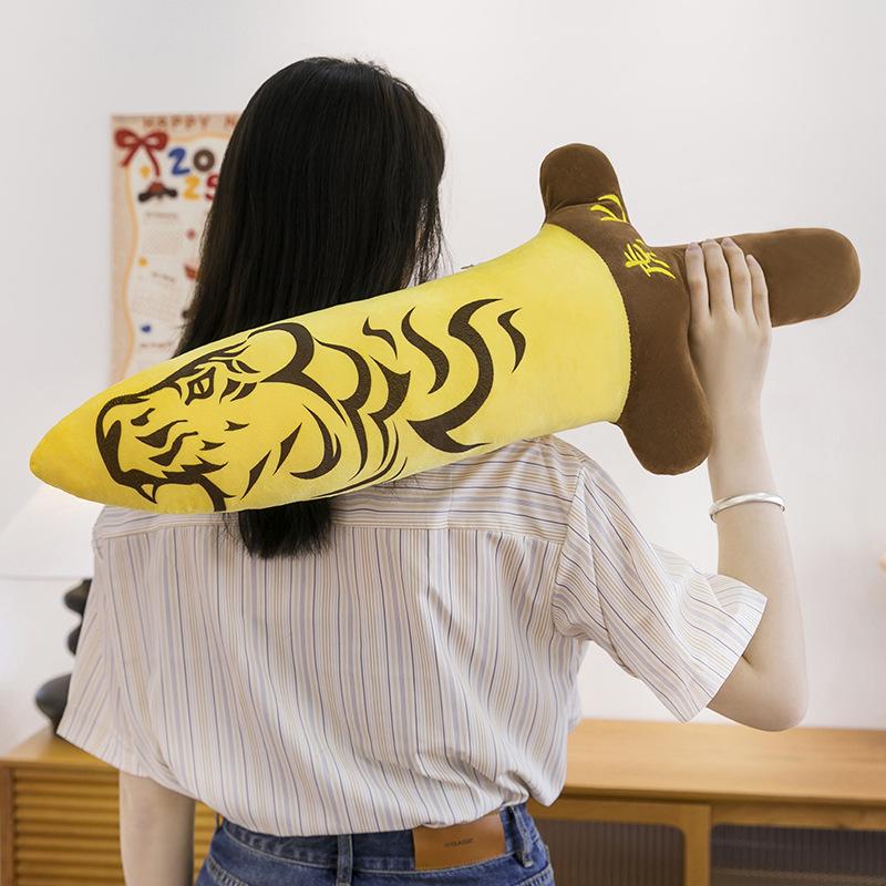 Creative handsome tiger dagger plush pillow boy birthday gift cow fork home ornament ring gift