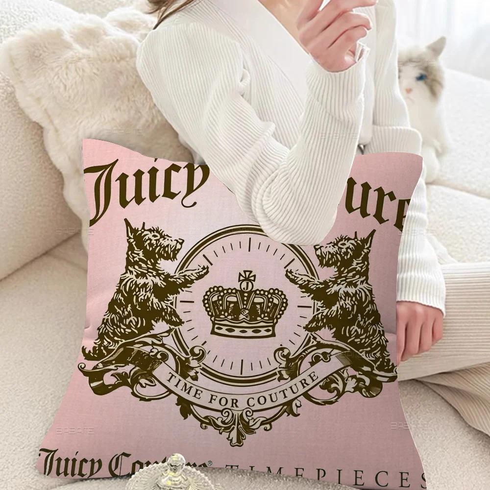 Модные наволочки J-juicy-couture, мультяшные, декоративные для дивана, для дома, с двусторонней печатью, из короткого плюша, милые наволочки
