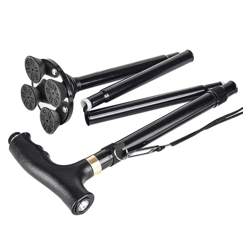 Складные костыли из алюминиевого сплава, телескопические противоскользящие посохи для пожилых людей, многофункциональная трость, фабрика посоха для скалолазания с лампой
