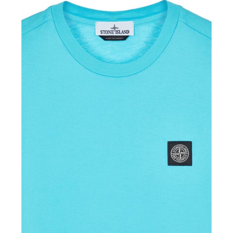 STONE ISLAND Мужская футболка с коротким рукавом и круглым вырезом, однотонная, с нашивкой-логотипом, коллекция Весна-Лето 2023, Цвет: Темно-синий, Артикул: 101524113-V0042