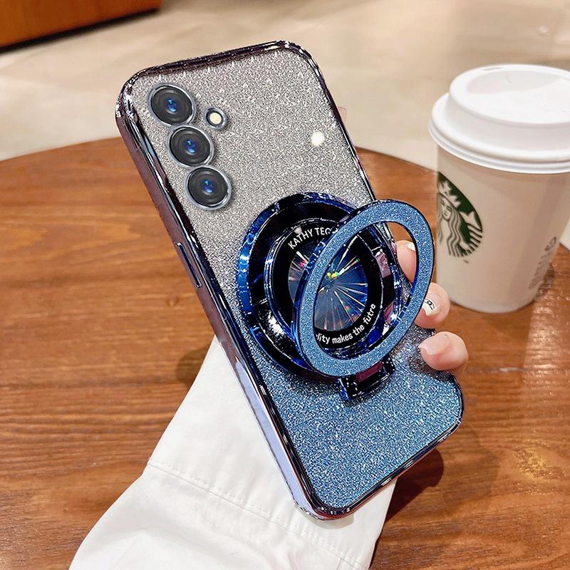 Чехол Samsung S24FE Luxury с кронштейном, блестящий чехол для Samsung Galaxy Note 20 Ultra 10 S24 S23 S22 S21 S10 S9 Plus, держатель для чехла