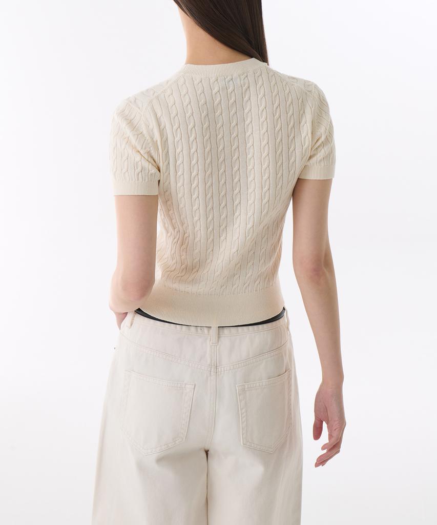MUSINSA STANDARD WOMAN Women'S Cable Crew Neck Short Sleeve Knit [Cream]