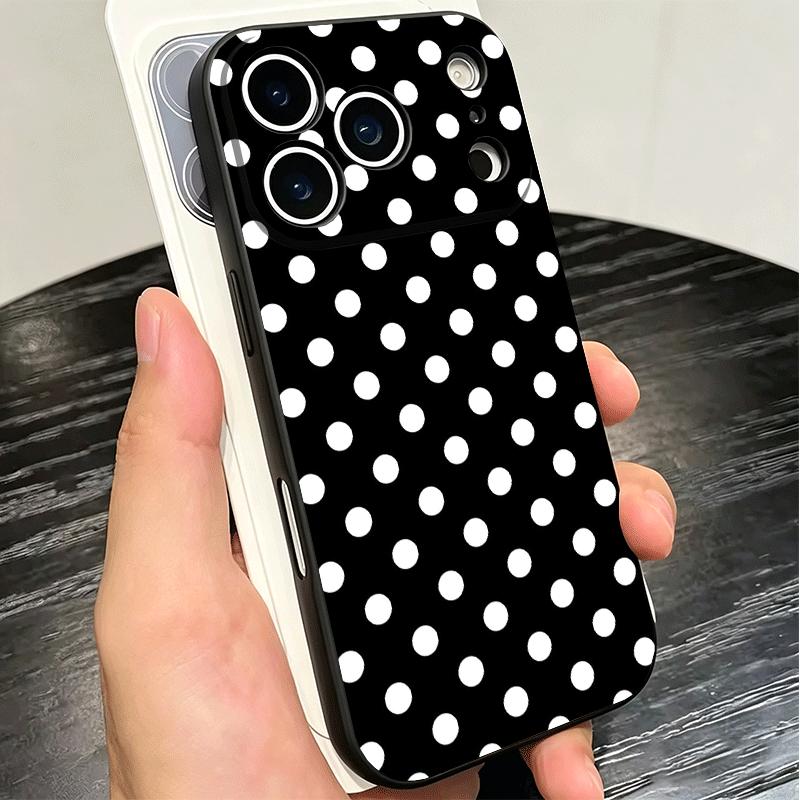 Арт-дизайн в горошек Модный Мягкий чехол для телефона для iPhone 16 16E 17 Air 15 Pro Max 14 Plus 13 Mini 11 12 7 Черная задняя крышка