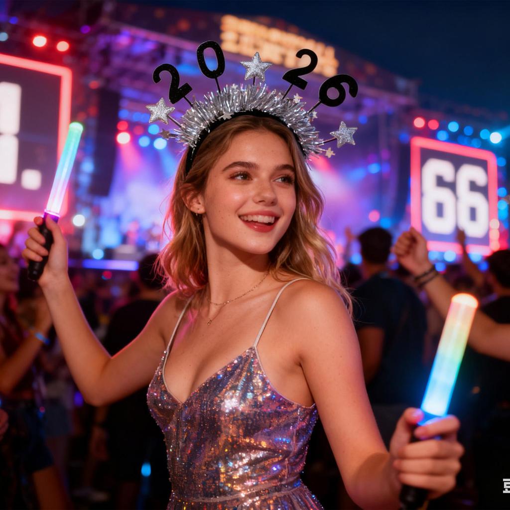 2026 Parties Supplies Happy New Years Headband Glitter Women Costume Hair Bands Tiara For Celebration Holiday Christmas