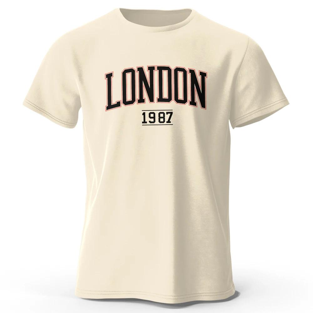 Мужская винтажная футболка London 1987 Sport 100% Хлопок Принт Оверсайз футболки для мужчин женщин Спортивные топы