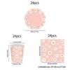 24 шт. 7/9 дюймов Розовая маргаритка тема одноразовая посуда Цветочная тарелка салфетка соломинка баннер день рождения вечеринка детский душ свадьба декор