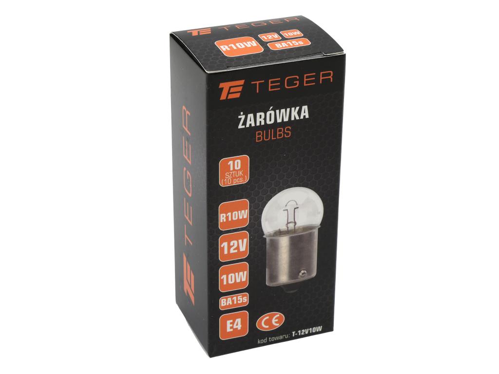 12V/10W BA15s TEGER bulb, (sold in packs of 10)