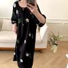 1011 new cotton and silk nightdress women's high-end printing short-sleeved long dress large size thin can be worn outside loungewear