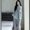 Весна Осень Зима Свободный Розовый Стройнящий Кардиган Крупной Вязки Большого Размера Женский Свитер Пальто с Длинным Рукавом
