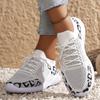 Fashion Women Sneakers for Mesh Breathable Soft Sole Shoes Comfort Lace Up Flat Loafers Fashion Leopard-Print Sport Casual Shoes