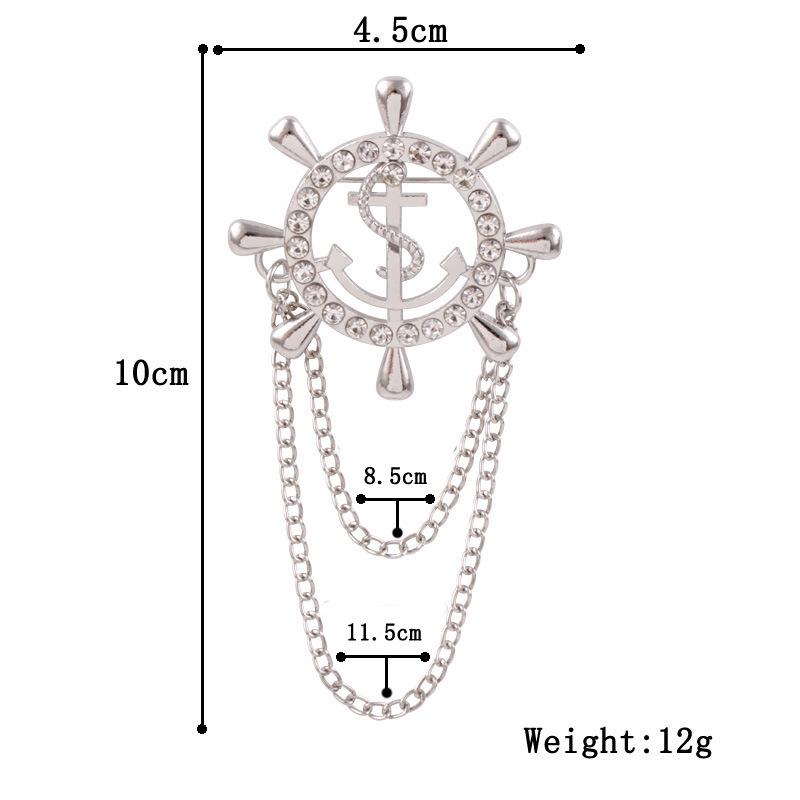 Ретро Японская и Корейская Морская Брошь с Кисточкой-Цепочкой, Дизайн Якоря и Руля для Мужчин и Женщин