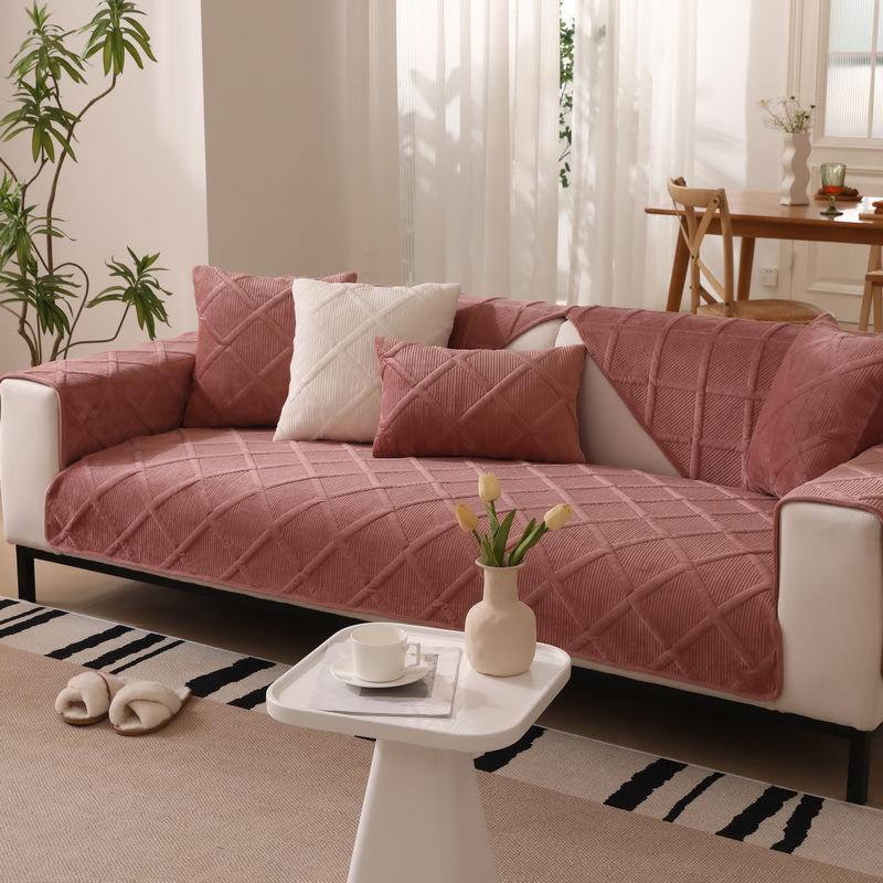 Однотонная супермягкая плюшевая подушка для дивана, новая зимняя подушка, нескользящий чехол для дивана, чехол Four Seasons, тканевое полотенце.