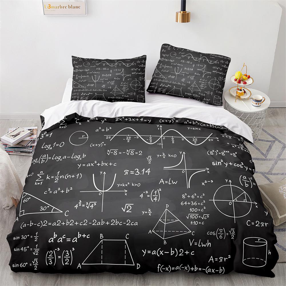 Modern Duvet Cover Set School Genius Smart Student Math Geometry Science Number Formule Image Decorative Polyester Bedding Set