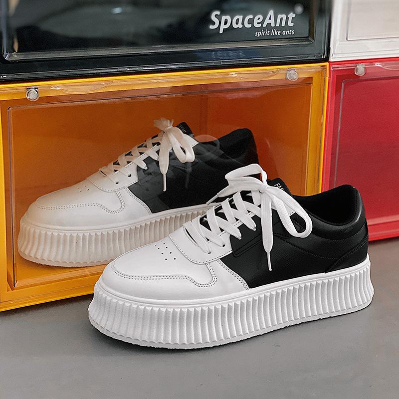 2024 Новые плоские туфли мужские кроссовки кожаные туфли белого цвета модные повседневные прогулочные туфли на плоской подошве на платформе скейтборд массивные кроссовки