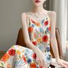 Женское платье с трехмерным принтом и бретельками через шею, летнее пляжное платье, длинное платье с мясом