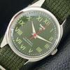 HMT HAND-WINDING INDIAN MENS VINTAGE ROMAN FIGURE GREEN DIAL WATCH A702869-1 R211-a702869