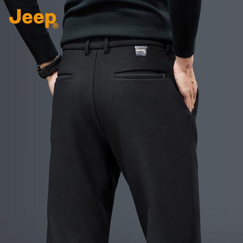 Jeep Мужские эластичные брюки прямого кроя на флисовой подкладке для повседневной носки