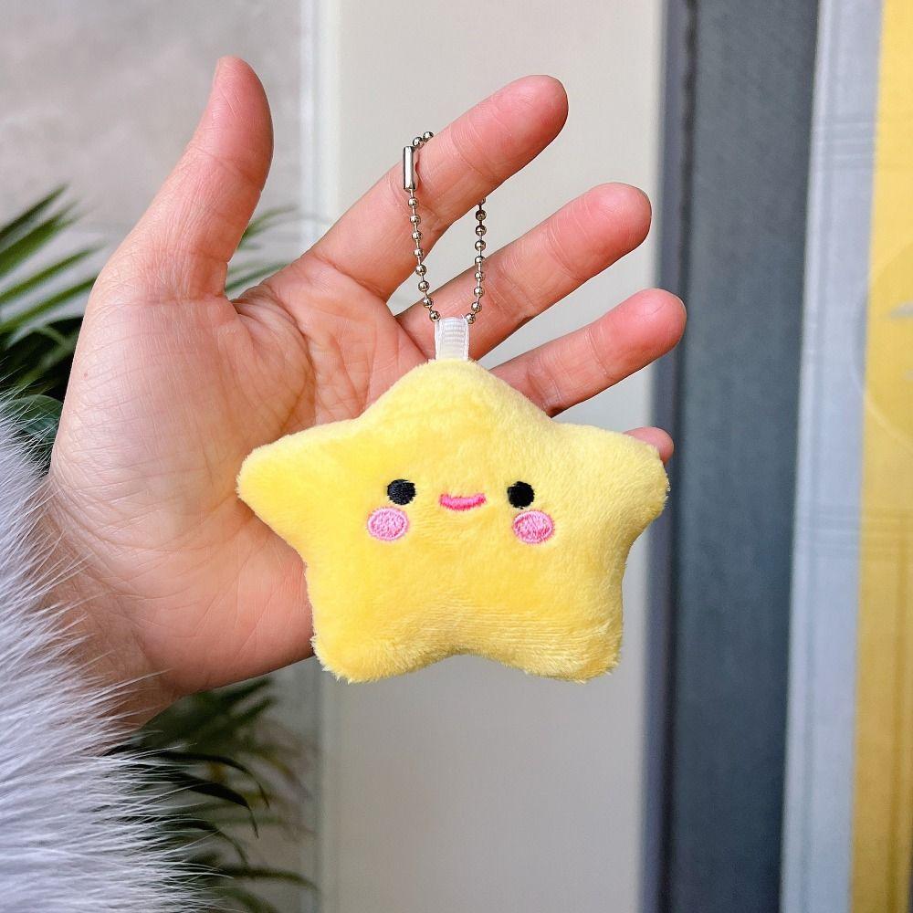 Fluffy Fur Smile Stars Plush Keyring Pom Pom Starfish Smile Stars Backpack Pendant  Wedding Gifts