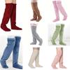 Cozy Womens Thermal Flannel Over The Knee Slipper Boots - Soft Sole, Plush Lining, Warm Floor Shoes