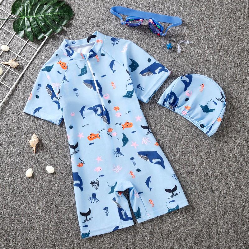 Летний детский мультяшный слитный купальник 2025 года для девочек и мальчиков