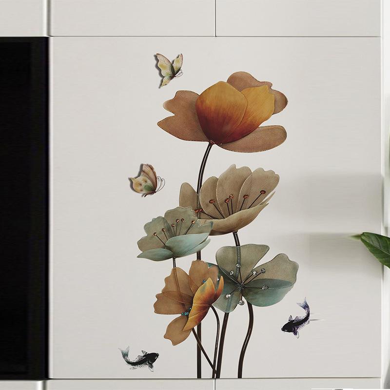 Цветочные наклейки Гостиная Стена Фон Наклейки На Стены Спальня Комната Стены Украшения Наклейки Обои Самоклеящиеся Наклейки