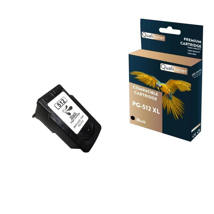 QUALITONER - 1 Cartouche compatible pour CANON PG-512 XL PG-512XL Noir pour Canon Pixma IP 2700 MP 230 MP 235 MP 240 MP 250 MP 252 M