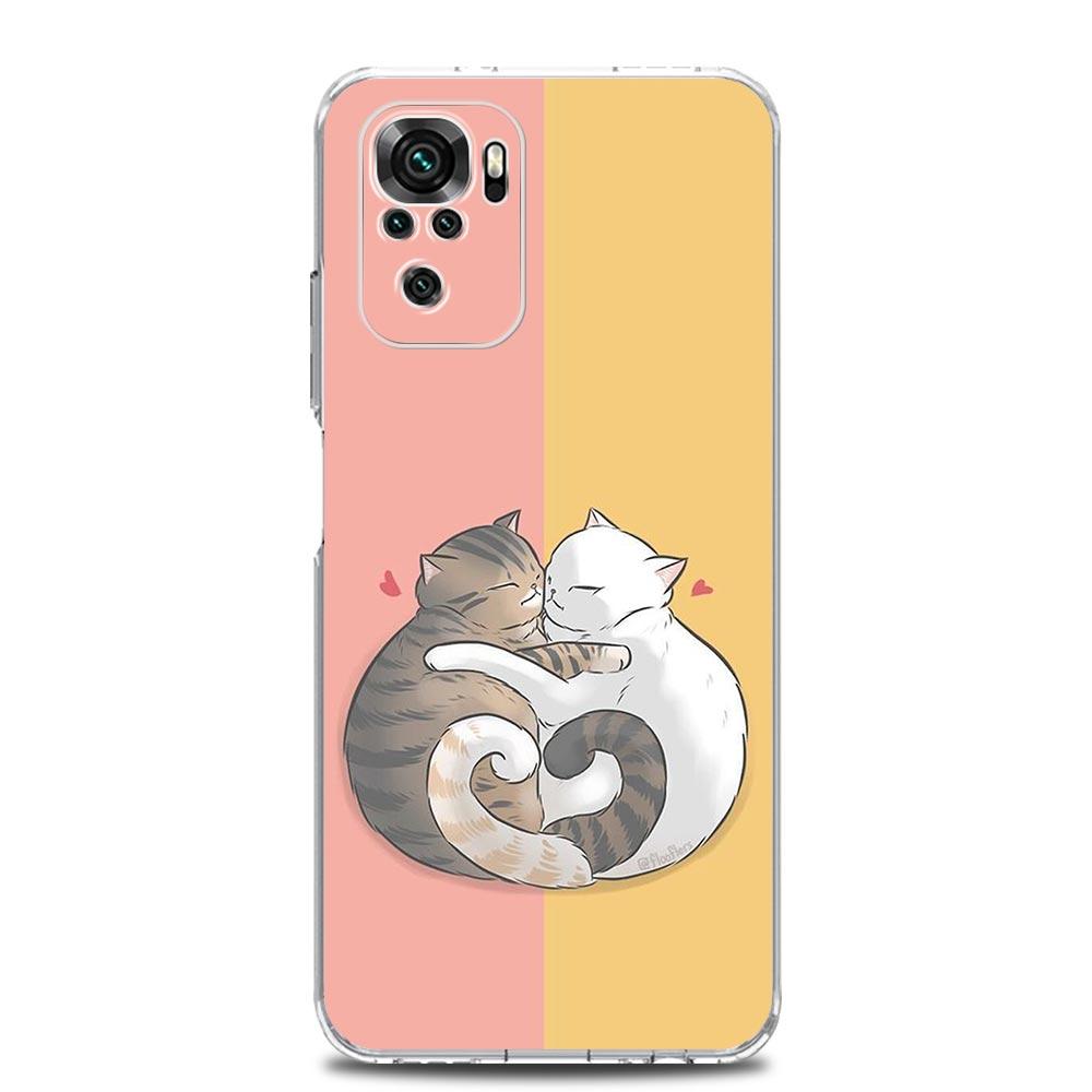 Милый котенок Мультяшный прозрачный чехол для телефона Xiaomi Redmi Note 12 5G 9S 9 8 10 11 Pro+ 9T 8T 10C 9C 9A 7 Pro Мягкая задняя крышка из ТПУ