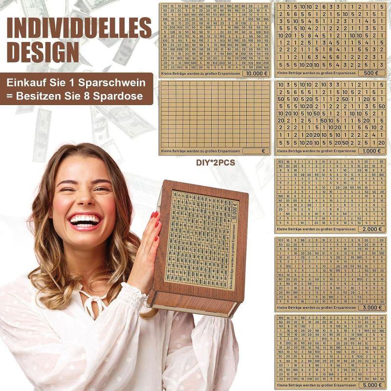 Копилка, деревянная копилка с денежной мишенью и цифрами, коробка для экономии денег, денежная монета обратного отсчета