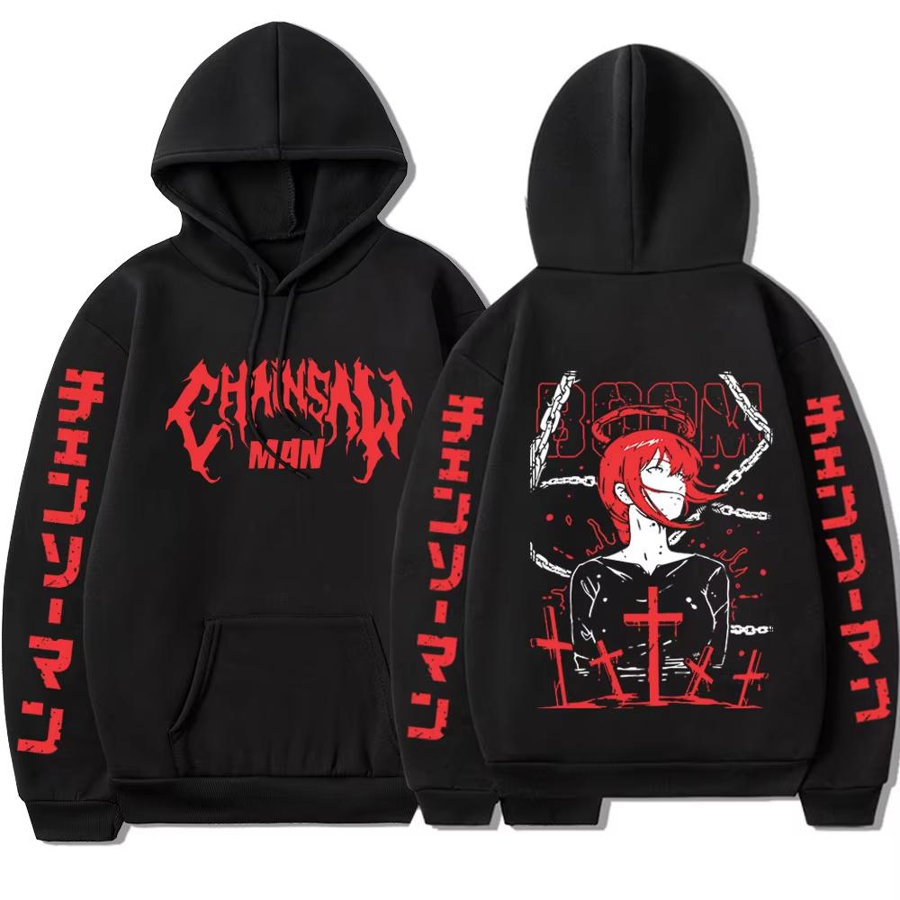 Anime Chainsaw Man Makima Funny Graphic Printed Hoodies Oversized Hooded Vintage Long Sleeves Cotton Hoodie Men Women Clothes