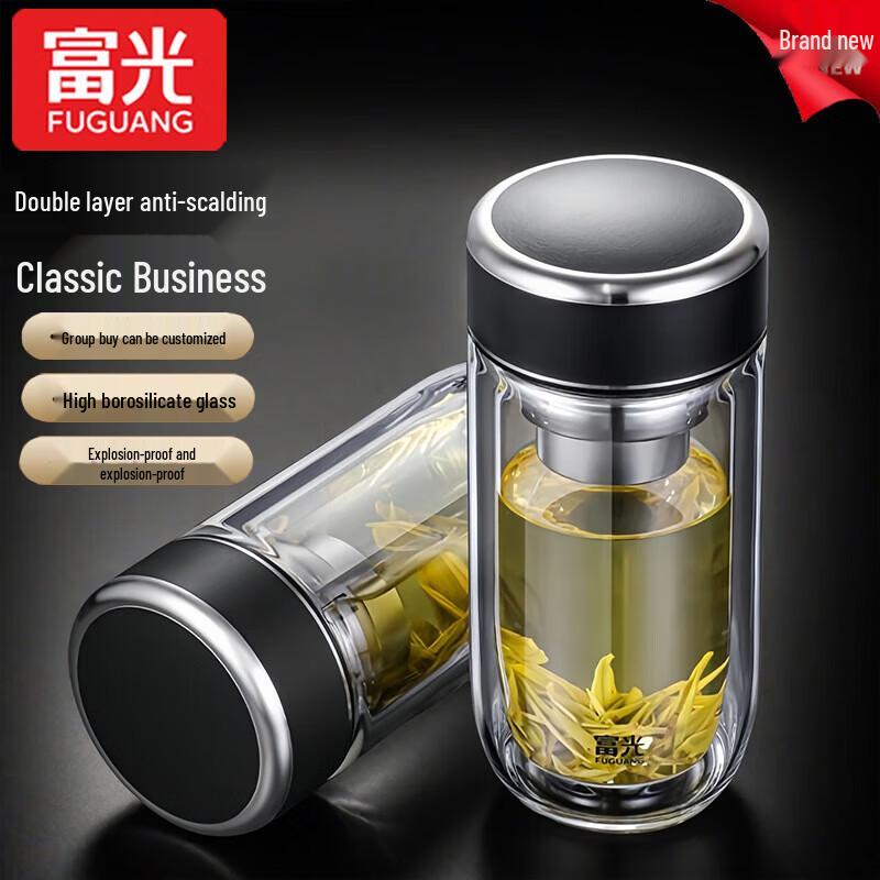 FUGUANG Double Wall Tea Infuser Glass Cup