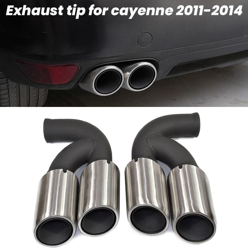 Черные насадки на глушитель с четырьмя выходами для Porsche Cayenne 958 92A V6 2011-2014 Прямая установка Нержавеющая сталь Наконечник глушителя для заводской квадратной насадки