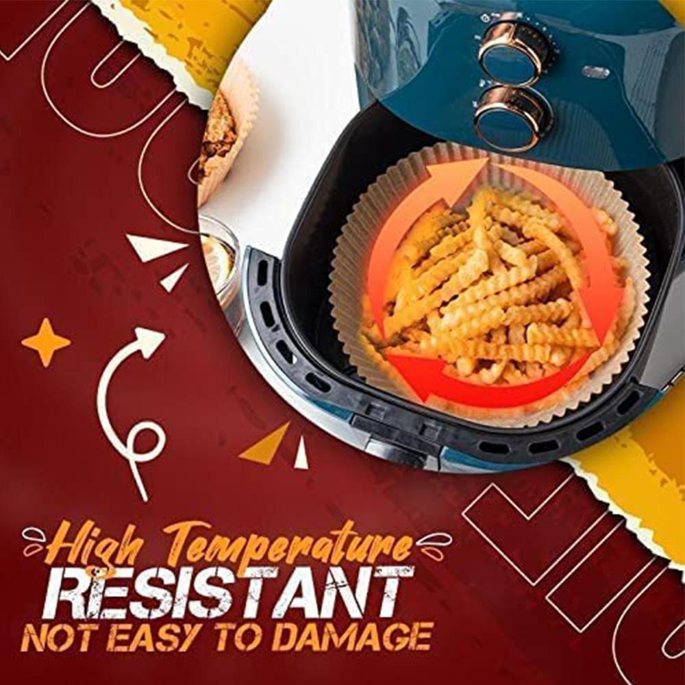 50 шт. одноразовые бумажные вкладыши для аэрофритюрницы, антипригарные вкладыши для аэрофритюрницы премиум-класса размером 16 см/6,3 дюйма, бумага для выпечки для выпечки и запекания