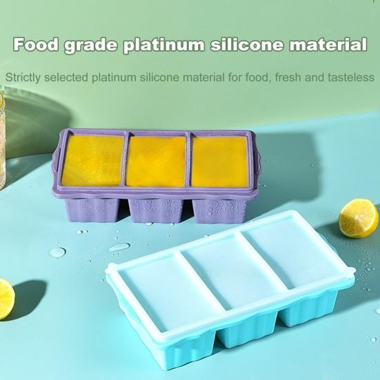 Силиконовый поднос для заморозки с крышкой, 3-секционная силиконовая форма для заморозки супов, соусов, кубиков льда без бисфенола А