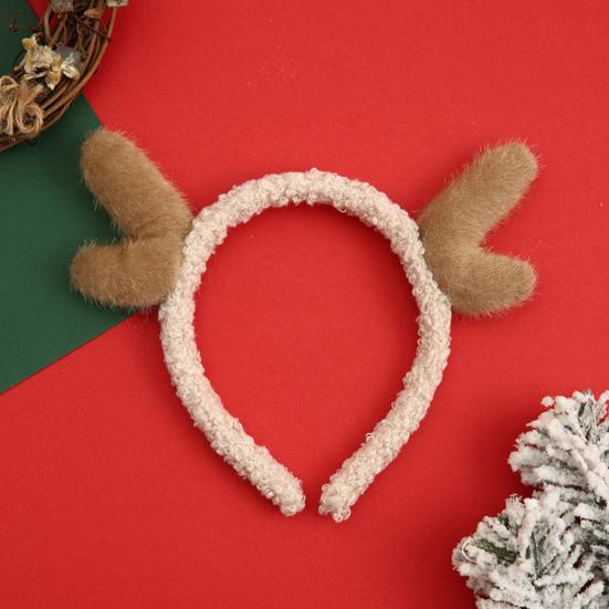 Christmas Headband Plush Reindeer Antlers Headband Holiday Costume Accessories for Christmas Party Favors Photo Booth Props