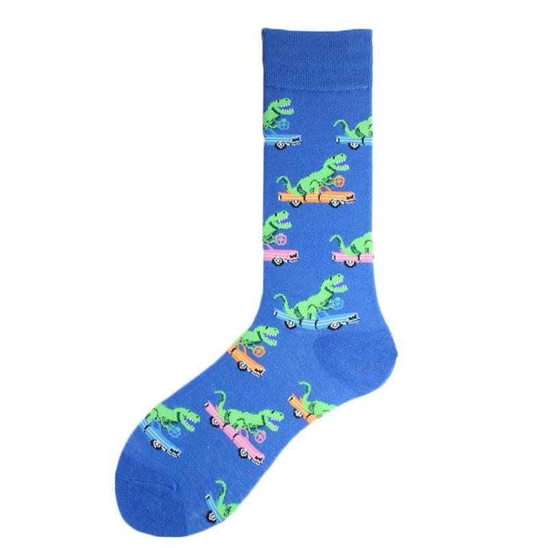 Men Dinosaur Astronaut Planet Crew Socks Harajuku Big Size Sokken Unisex Skateboard Divertidos Happy Design Hip Hop Funny Socks