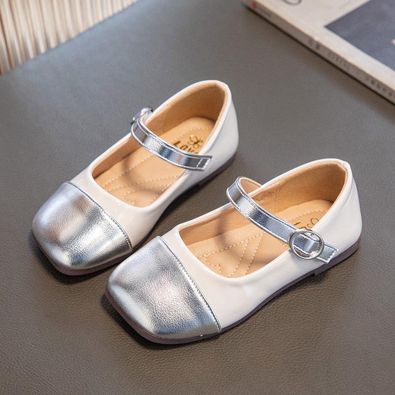 2024 Новая весенне-летняя детская обувь с квадратным носком, повседневная обувь для девочек, универсальная детская обувь из искусственной кожи